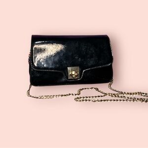 Patent Leather  Black Small Shoulder Bag